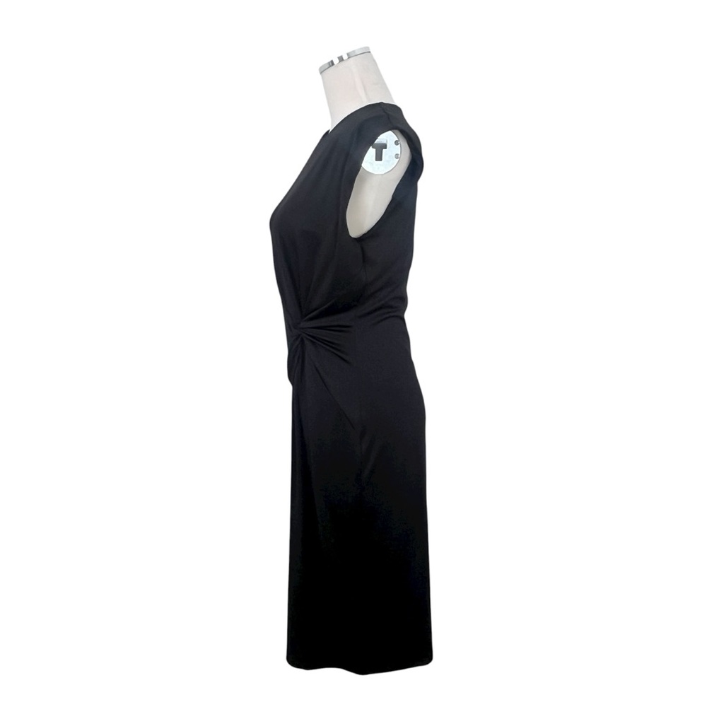H&M Black Stretch Vintage Style Ruched Waist MIDI Dress Sz M - Picture 5 of 8